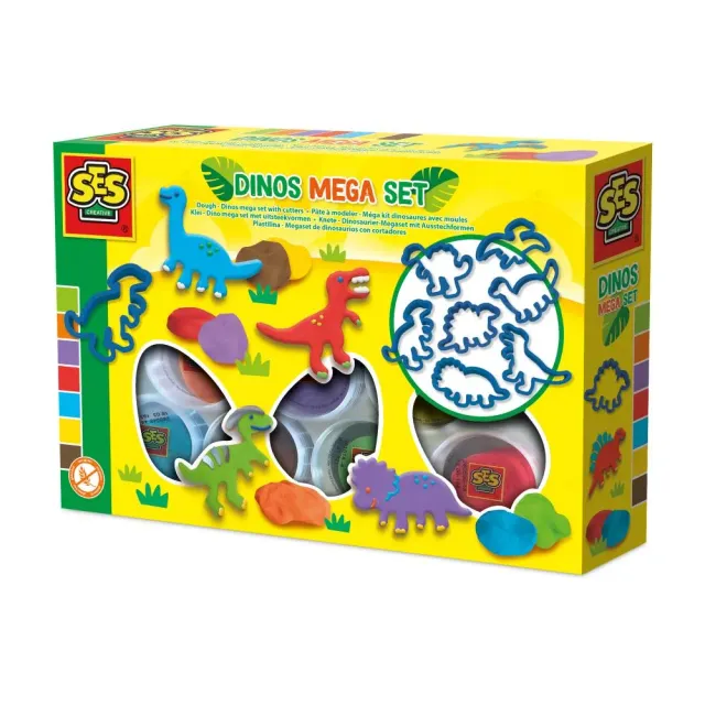 SES Creative Dino modellervoks mega sæt 7 farver